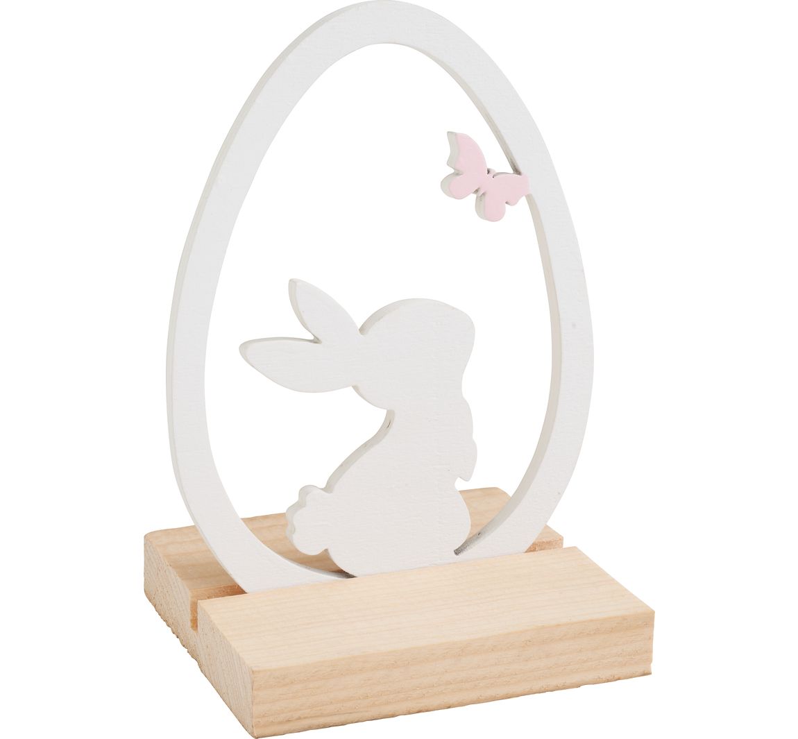 Holz-Deko "Ei mit Hase auf Sockel"