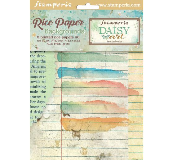 Motiv-Strohseide Backgrounds "Daisy Art", 8er-Set