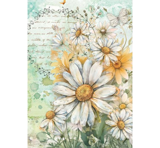 Motiv-Strohseiden Sortiment "Daisy Art", 8er-Set
