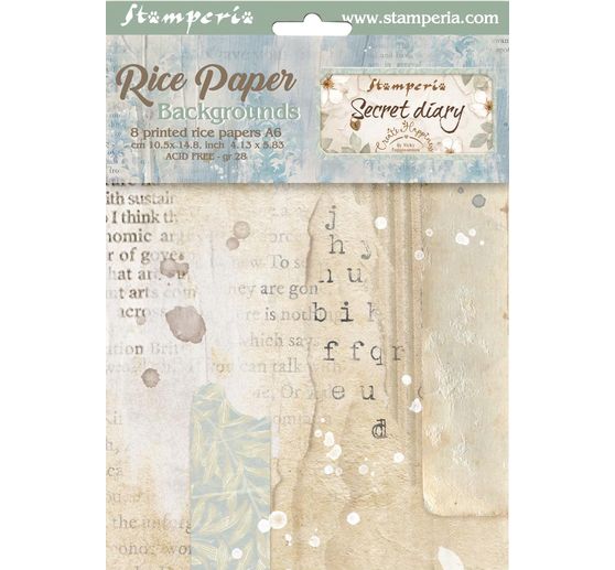Motiv-Strohseide Backgrounds "Secret Diary", 8er-Set