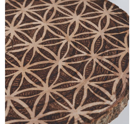 Holz Dekoplatte mit Rinde, auf F&uuml;&szlig;en, natur