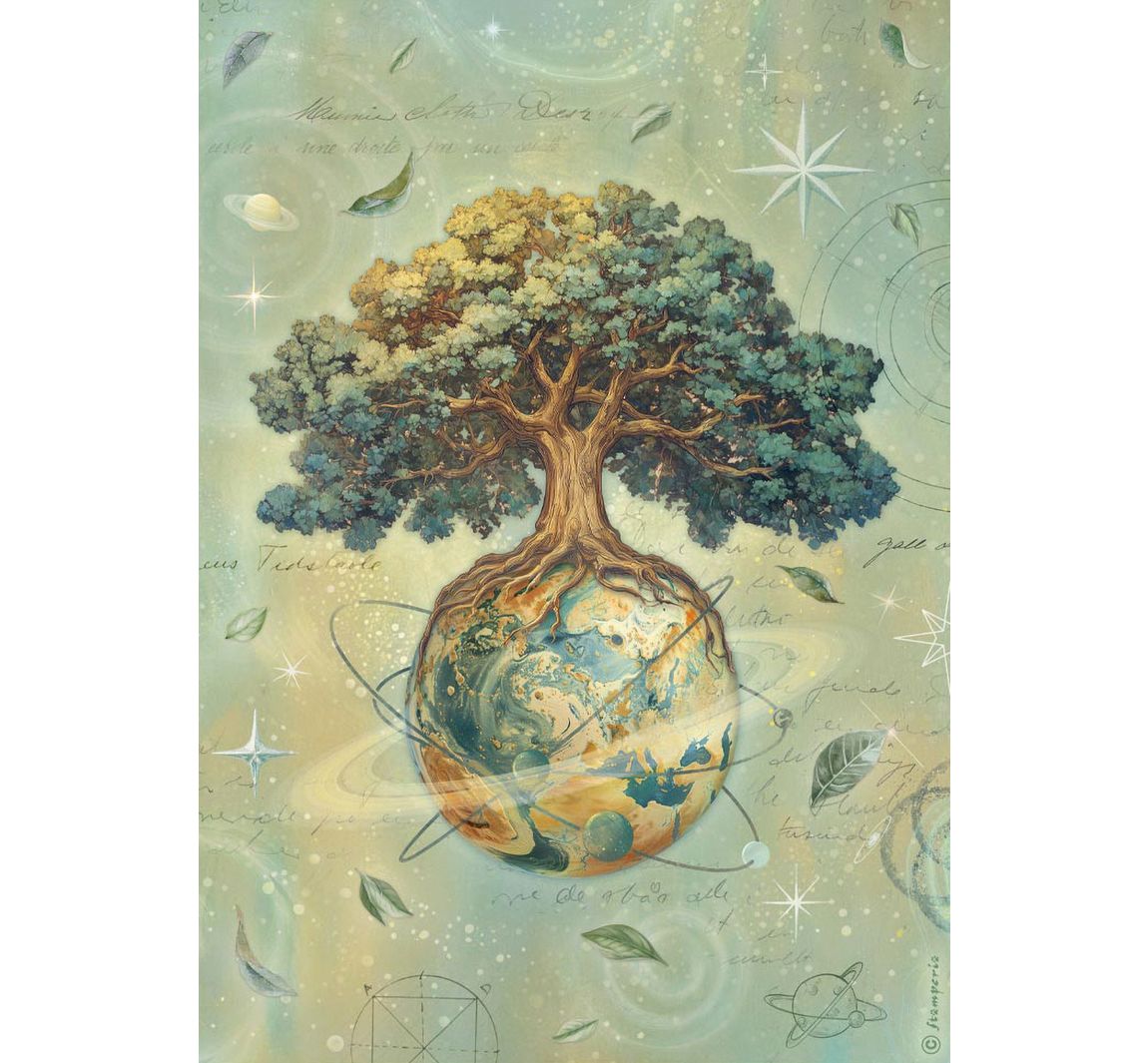 Motiv-Strohseide "A New Beginning - The World Tree"