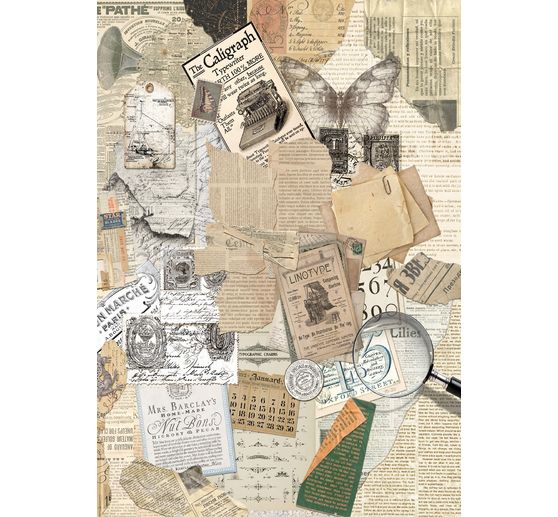 Motif straw silk assortment "Typographic", set of 8