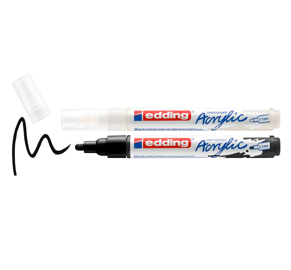 edding 5100 Acrylic "Acrylmarker - Schwarz/Weiß", Mittel, 2er-Set