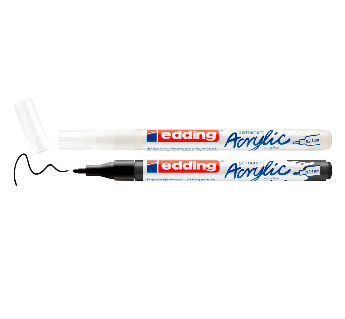 edding 5500 Acrylic "Acrylmarker - Schwarz/Weiß", Extra Fein, 2er-Set