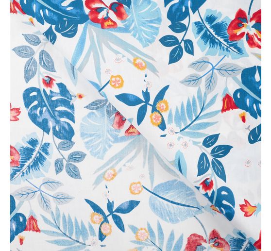 Baumwoll-Stoff Popeline "Tropical Blue"