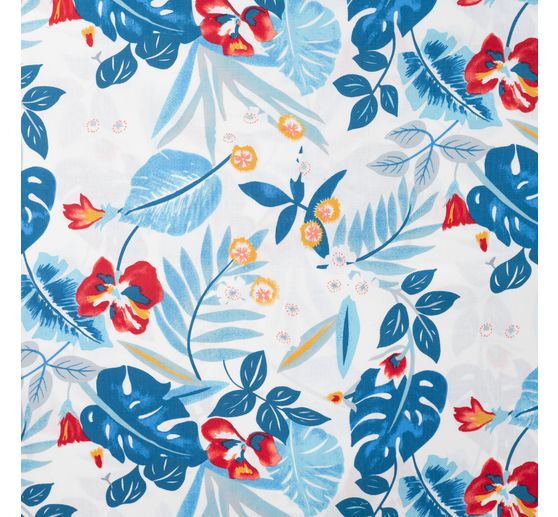 Baumwoll-Stoff Popeline "Tropical Blue"