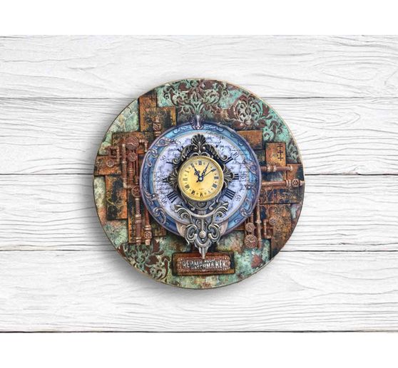 Silikonform A5 "Gardens of Time", Clock and Flowers