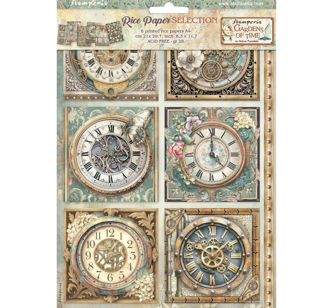Motiv-Strohseiden Sortiment "Gardens of Time", DIN A4, 6er-Set