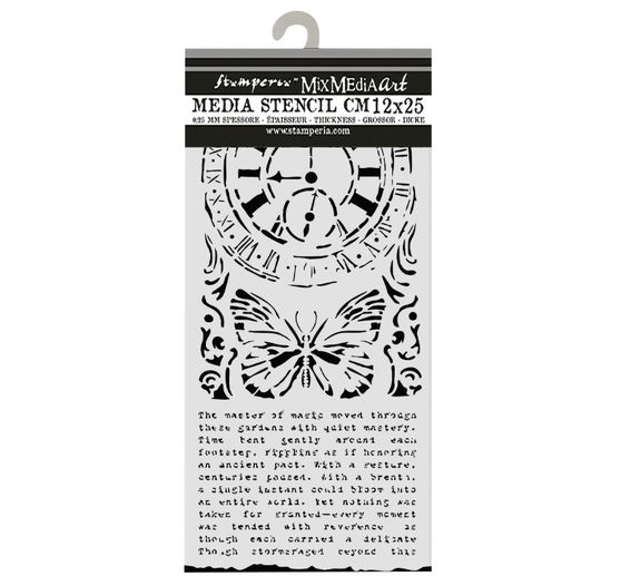 Schablone "Gardens of Time - Clock and Butterfly"