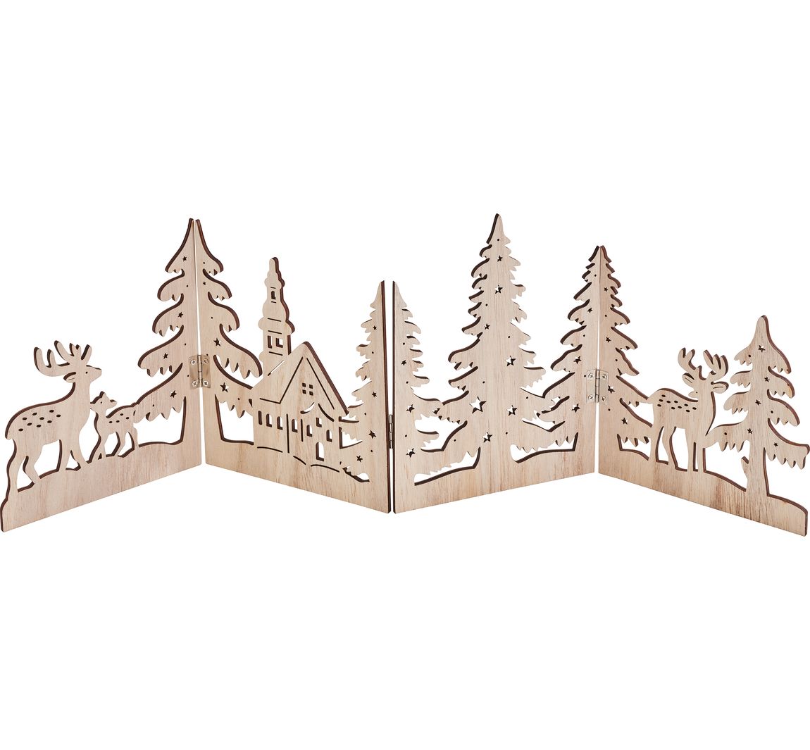 VBS Holz-Silhouette "Kirche mit Reh"