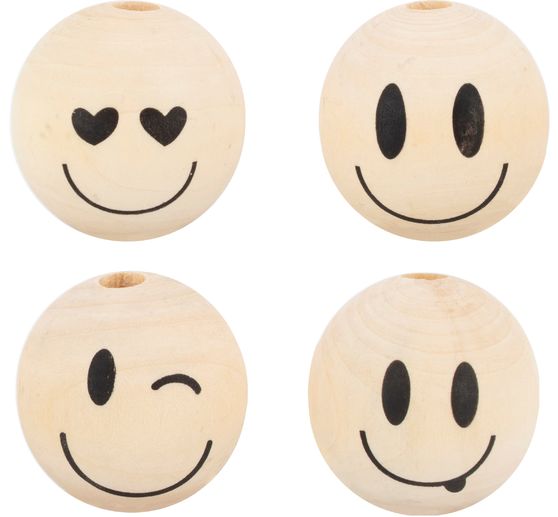 Wooden heads "Smile", &Oslash; 2.5 cm, set of 8