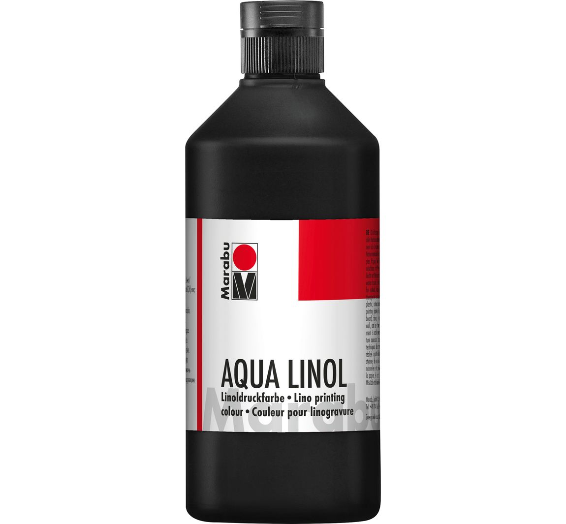 Marabu Aqua‑Linoldruckfarbe, schwarz, 500 ml