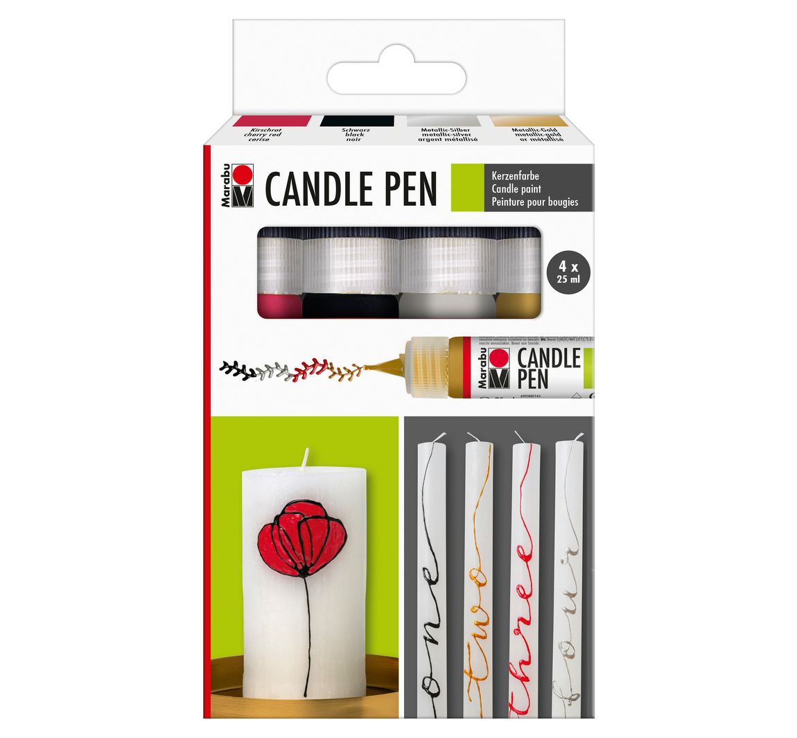 Marabu Candle Pen, 4 x 25 ml, sortiert