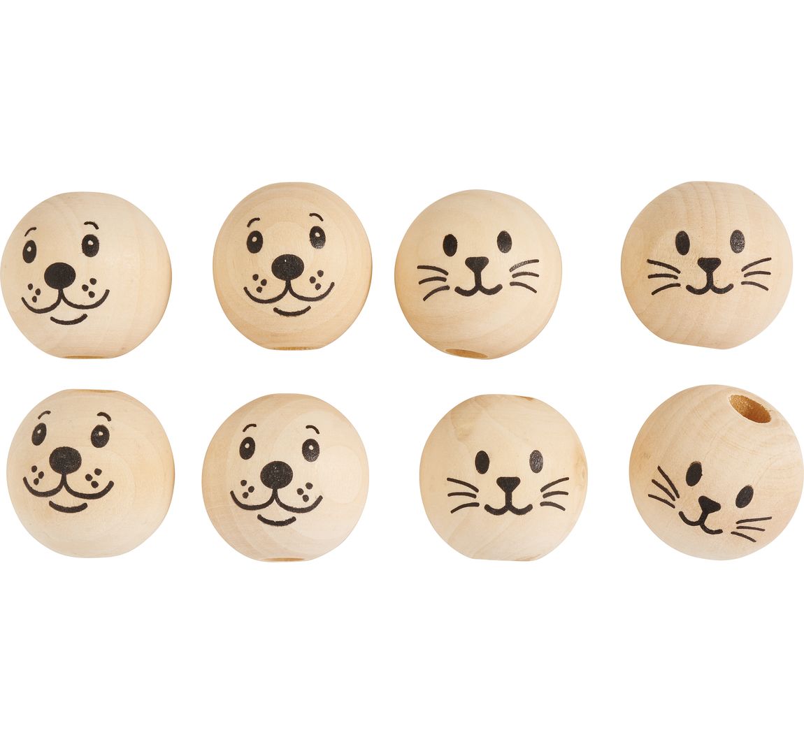 Holzköpfe "Hund und Katze", 8er-Set
