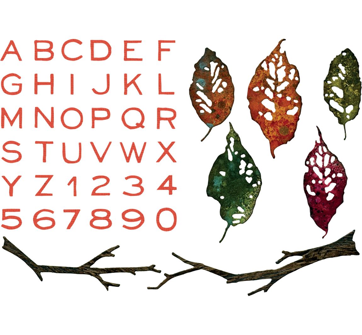 Sizzix Thinlits Stanzschablone "Leaves + Sticks by Tim Holtz"
