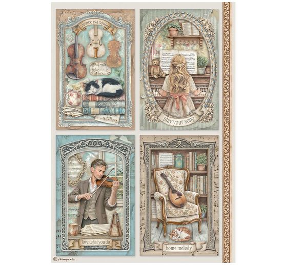 Stamperia Motif straw silk assortment "Symphony", DIN A4, set of 6