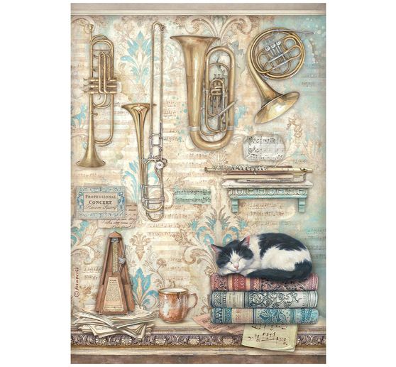 Stamperia Motif straw silk assortment "Symphony", DIN A4, set of 6