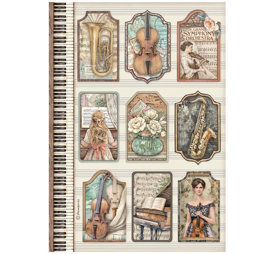 Stamperia Motif straw silk assortment "Symphony", DIN A4, set of 6