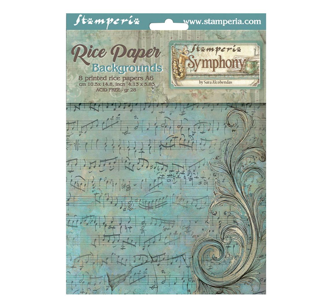 Stamperia Motiv-Strohseide Backgrounds "Symphony", DIN A6, 8er Set