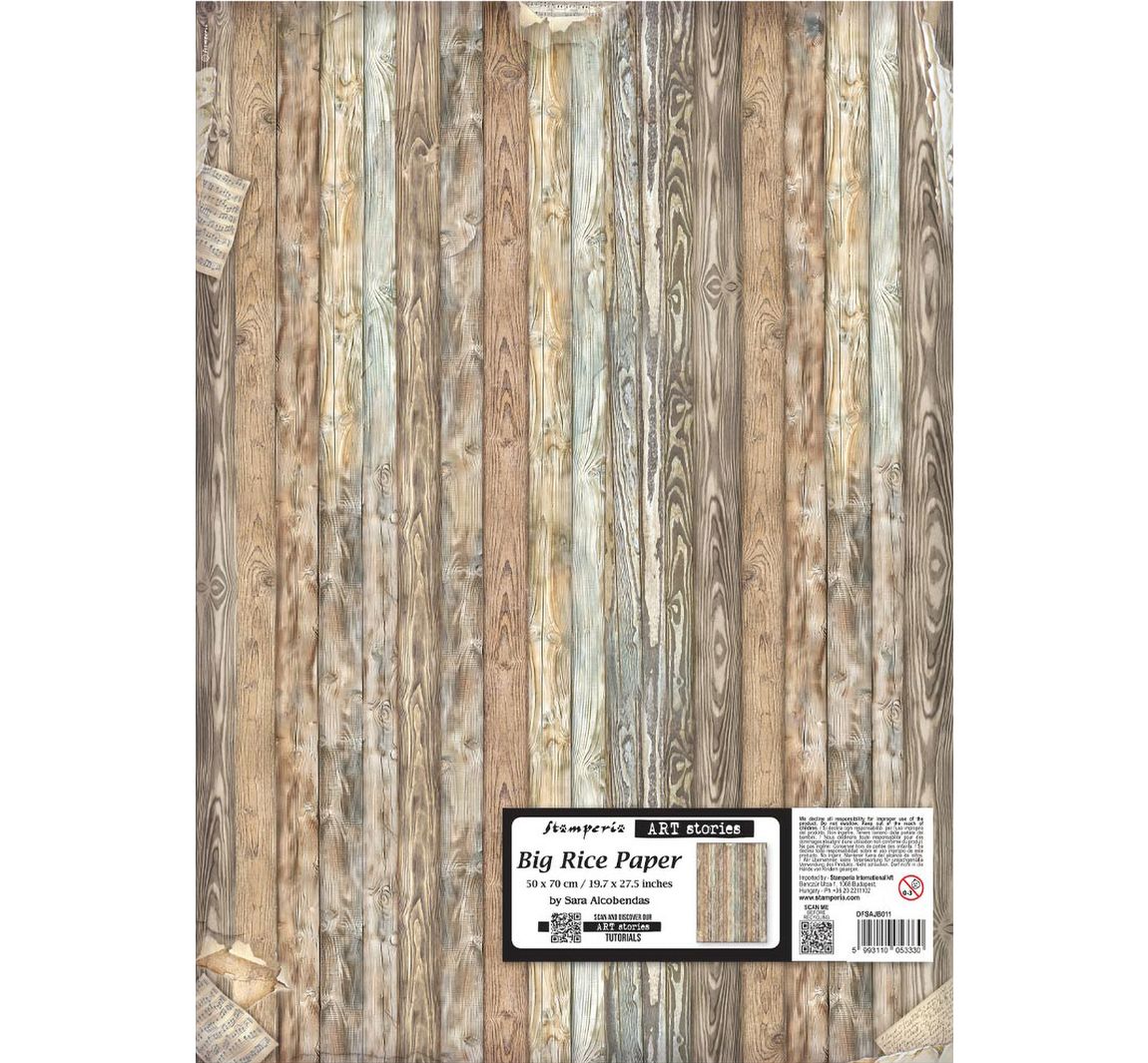 Stamperia Motiv-Strohseide "Symphony - Wood Pattern", 50 x 70 cm