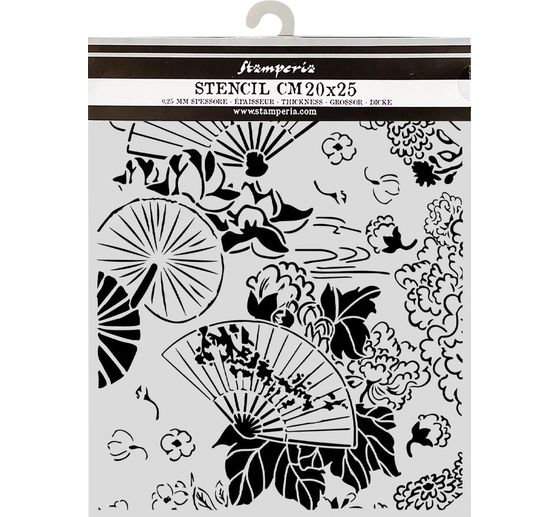 Stamperia Schablone "Oriental Garden - Fans", 20 x 25 cm
