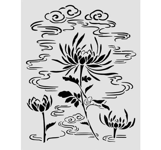 Stamperia Stencil "Oriental Garden - Lotus flower", 20 x 25 cm