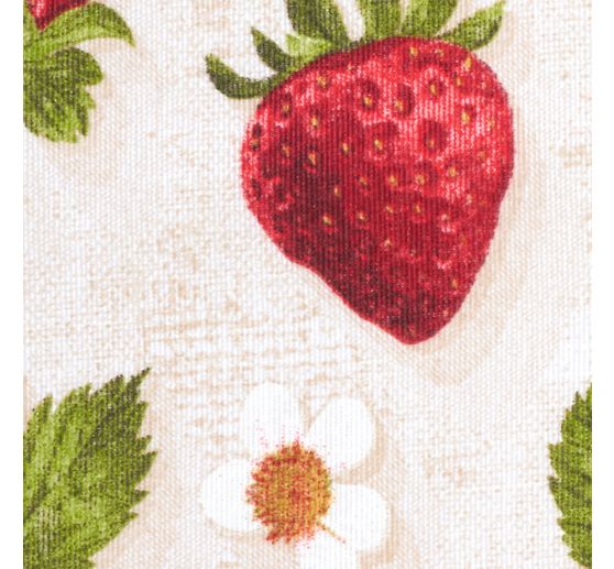 Dekostoff Leinenoptik "Erdbeeren"