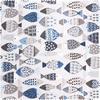 Dekostoff Leinenoptik "Fische Blau"