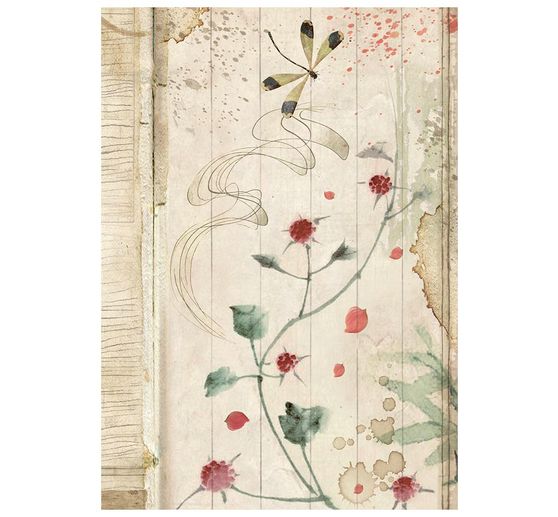 Stamperia Motiv-Strohseide Backgrounds "Oriental Garden", DIN A6, 8er Set