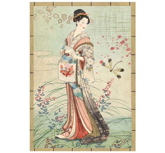 Stamperia Motiv-Strohseiden Sortiment "Oriental Garden", DIN A6, 8er Set