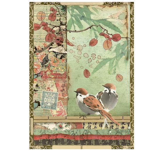 Stamperia Motiv-Strohseiden Sortiment "Oriental Garden", DIN A6, 8er Set