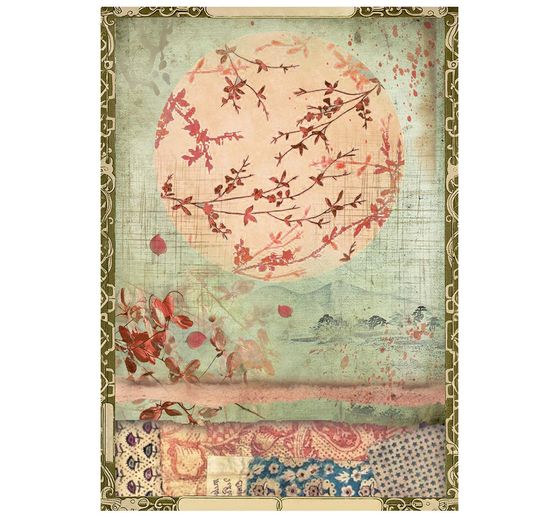 Stamperia Motiv-Strohseiden Sortiment "Oriental Garden", DIN A6, 8er Set