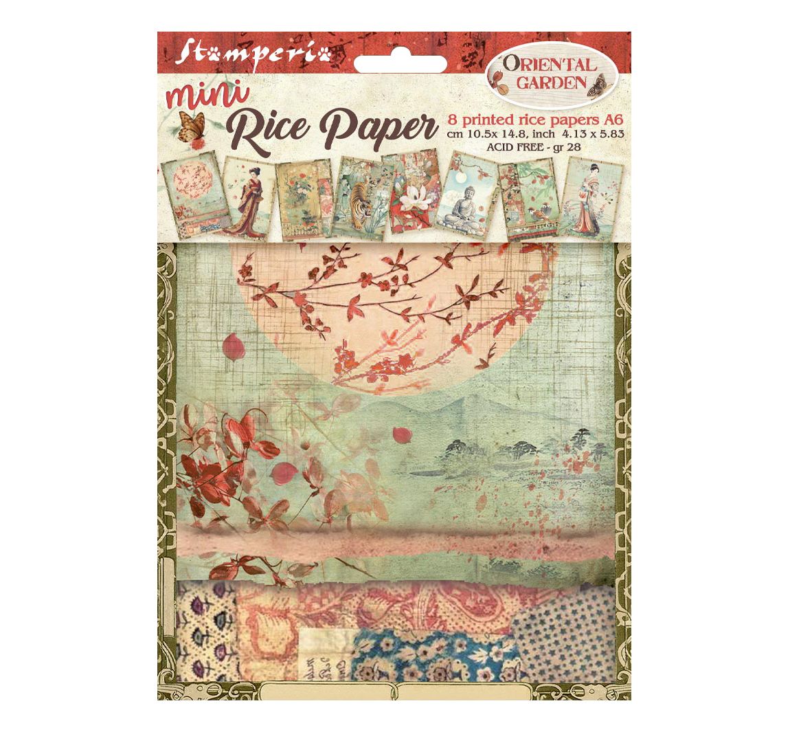 Stamperia Motiv-Strohseiden Sortiment "Oriental Garden", DIN A6, 8er Set
