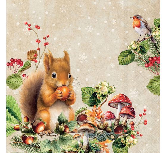 Napkin "Squirrel with hazelnut"