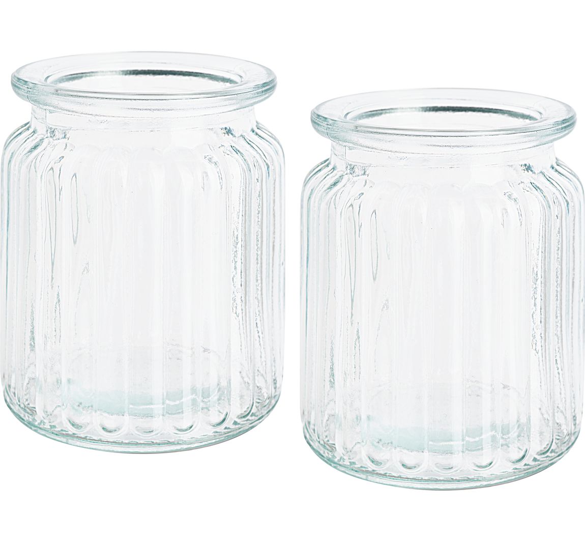 VBS Glaswindlicht-Vase "Grooves", 2 Stück