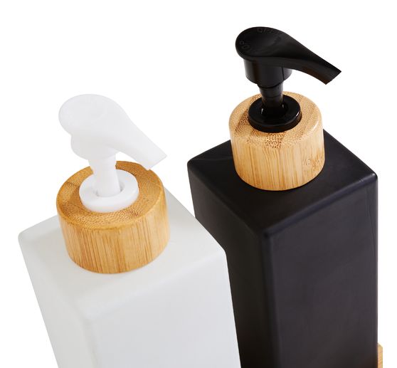 VBS Soap dispenser set &ldquo;Black & White&rdquo;, with bamboo tray