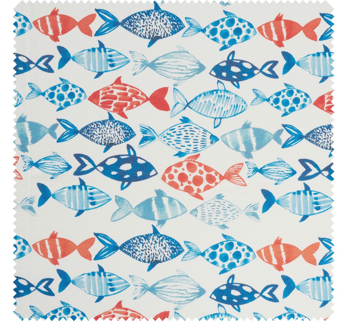 Baumwoll-Stoff "Flowing Fishes", Acryl beschichtet