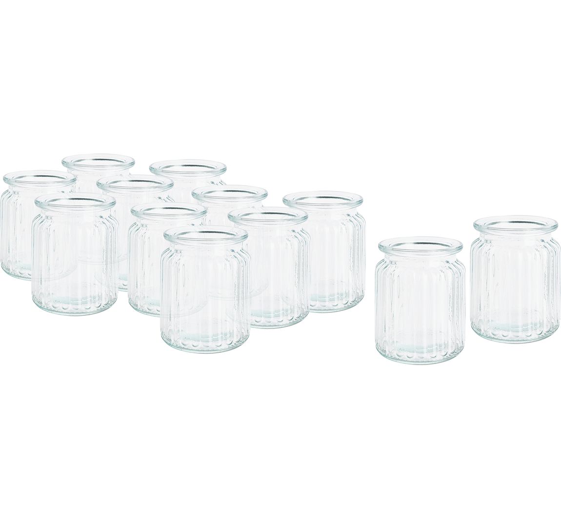 VBS XXL Glaswindlicht-Vase "Grooves", 12 Stück