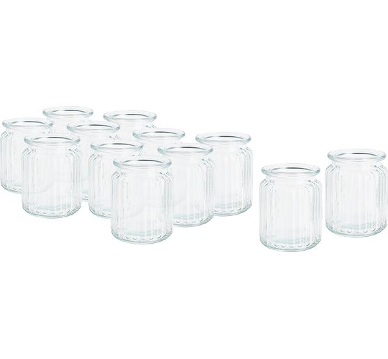 VBS XXL Glaswindlicht-Vase "Grooves", 12 St&uuml;ck