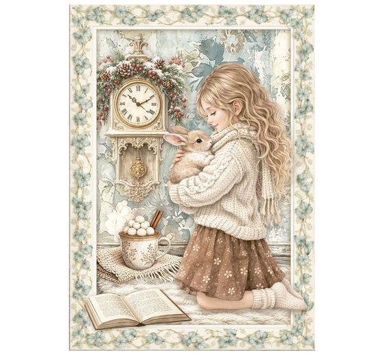 Stamperia Motiv-Strohseiden Sortiment "White Christmas", DIN A6, 8er Set