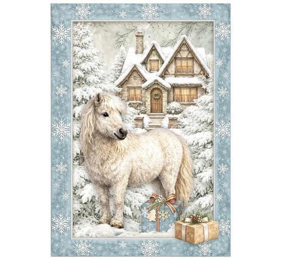 Stamperia Motiv-Strohseiden Sortiment "White Christmas", DIN A6, 8er Set