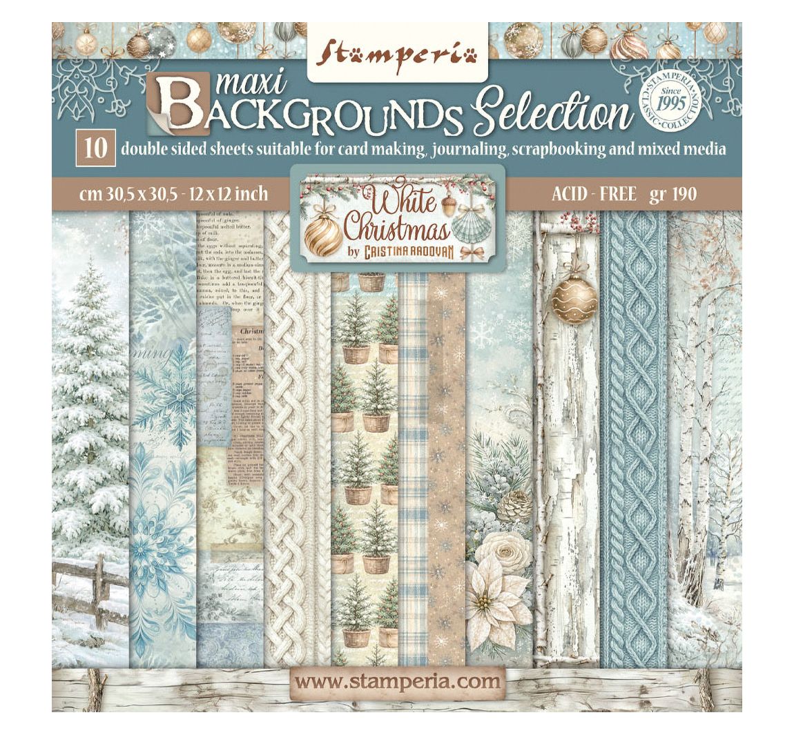 Stamperia Scrapbook-Block "White Christmas Backgrounds"