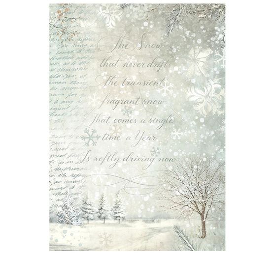 Stamperia Motiv-Strohseide Backgrounds "White Christmas", DIN A6, 8er Set