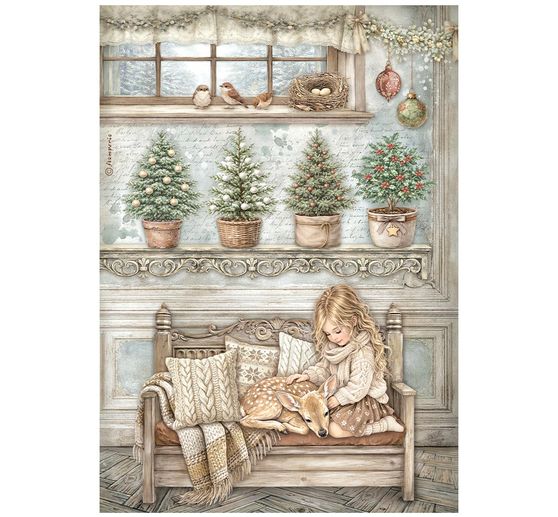 Stamperia Motiv-Strohseiden Sortiment "White Christmas", DIN A4 , 6er-Set