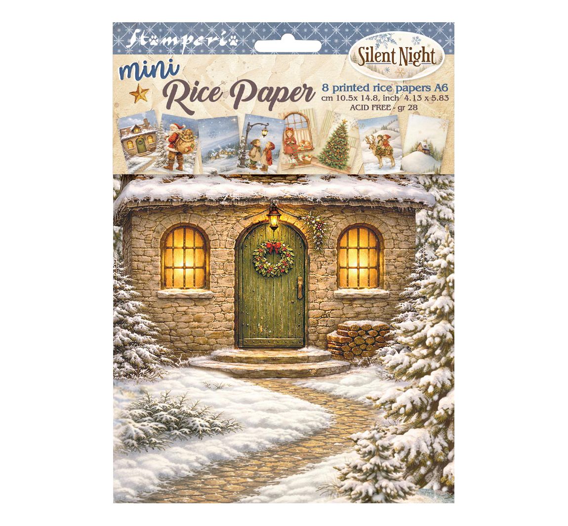 Stamperia Motiv-Strohseiden Sortiment "Silent Night", DIN A6, 8er Set
