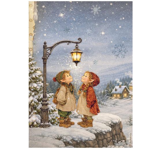 Stamperia Motif straw silk assortment "Silent Night", DIN A4, set of 6