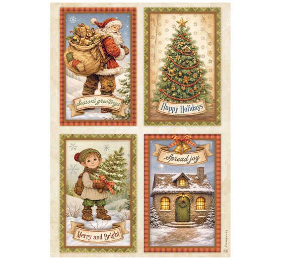 Stamperia Motif straw silk assortment "Silent Night", DIN A4, set of 6
