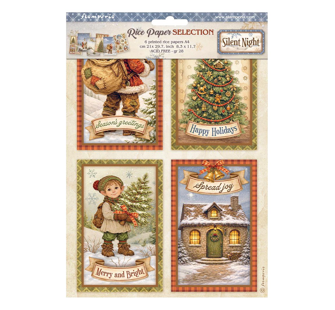 Stamperia Motiv-Strohseiden Sortiment "Silent Night", DIN A4, 6er-Set