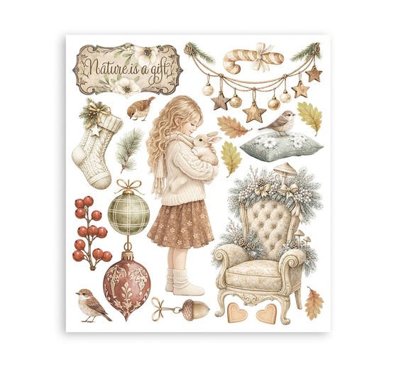 Stamperia XL Rub On assortment "White Christmas"